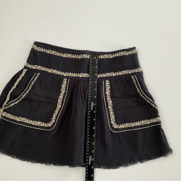 Isabel Marant Etoile Embroided Mini Skirt EU36 M Gray Raw Edge Boho Peasant Chic - Picture 6 of 11